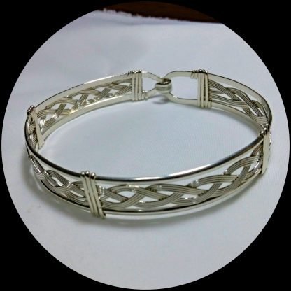 Wire Wrapped, Wire Formed, Sterling Silver Braided Handmade Bracelet   - 11834