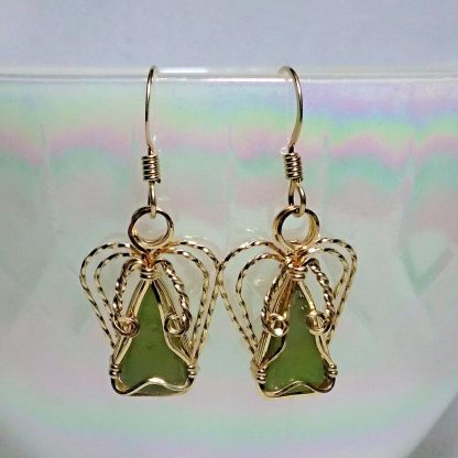 Stained Glass and 14/20 Gold Filled Wire Wrapped Angel Earrings - 11795 - Image 3