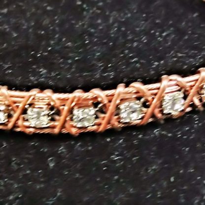 Wire Wrapped, Wire Formed, Swarovski Crystal and Copper Wire Cuff Bracelet with Handmade Clasp – 11521 - Image 5